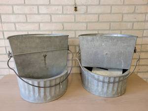Pair of Galvanized Feeders - Great for Plants in the Garden - 16 Diameter x 15 Tall each