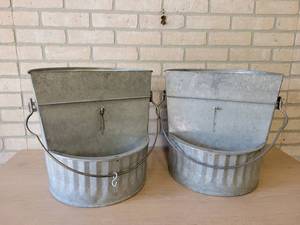 Pair of Galvanized Feeders - Great for Plants in the Garden - 16 Diameter x 15 Tall each