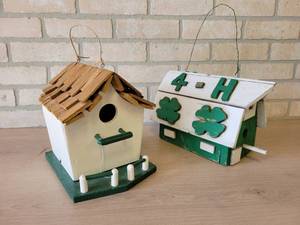 Pair of Homemade 4-H Birdhouses - About 9 x 9 x 7