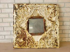 Antique Embossed 24 x 24 Ceiling Tile - Mounted to hang on Wall