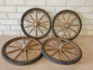 Set of (4) Antique Wood Spoke Buggy Wheels - About 13 Diameter Each