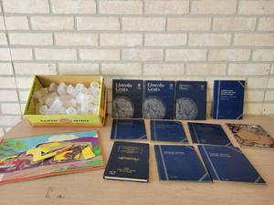 Large Lot of Coin Collecting Folders (Empty), Puzzle and Lot of Small Plastic bottles