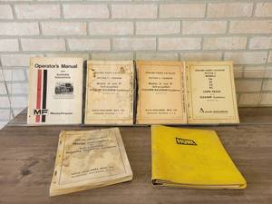 Lot of Allis Chalmers Dealer Parts Catalogs, Massey Ferguson Manual and HUME Manual