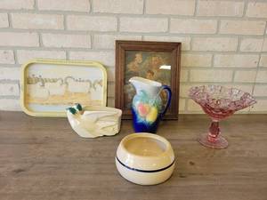 PR Storie Pottery Bowl, McCoy Planter, Royal Copley Pitcher and More