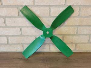 Cast Aluminum Fan Blade - Painted John Deere Green - About 18 Diameter w 58 Shaft Diameter