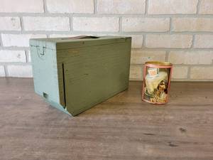 WW1 Machine Gun Ammo Box - Measures about 12.5 x 8 x 4.5 and Vintage Disabled American Vets Donation Tin
