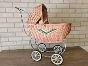 Vintage South Bend Toy Co. Wicker Doll Baby Buggy - 23 x 20 x 10 Overall