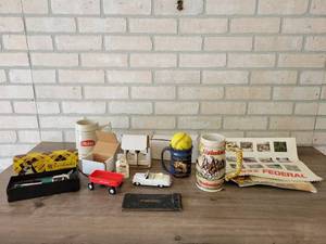 Lot of Vintage Advertising and More - Hector MN, Wabasso MN, Clara City MN, Budweiser Stein, Heinz Stein, Jigger Pourer and More