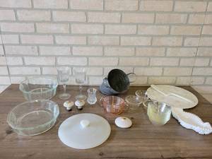 Lot of Vintage Pyrex, Cake Serving Platter and More