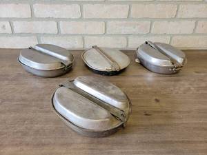 Collection of Vintage Military Food Pan Trays