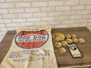 Vintage Eagle Roller Mill 100LB Flour Sack  - New Ulm Mn., Mr. Peanut Serving Dishes and More