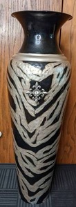 lot 153 image: Black and Silver Zebra Stripe Vase