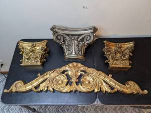 lot 198 image: Collection of Silver and Gold Leaf Wall Bracket Mantels