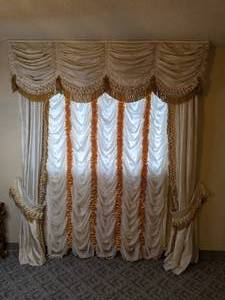 lot 32 image: Elegant Draperies wRuffles, Tassels, Fringe, & More