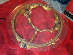 lot 37 image: Beautiful Round Table w Ornate Cherubs & Intricate Work Throughout