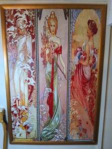 lot 14 image: Beautiful Painting by Alphonse Mucha Depicting (3) Women