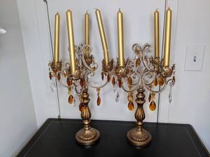 lot 25 image: Pair of Bronze Candelabra Lamps