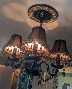 lot 270 image: Beautiful Black Chandelier with Crystal Accents