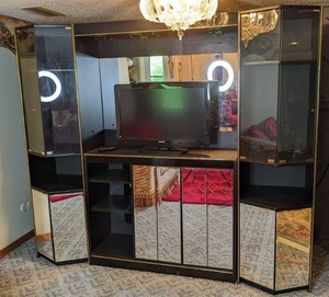 lot 90 image: Large, Lighted and Mirrored Entertainment Center