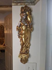 lot 99 image: Gold and Silver Grecian Style Maiden Carrying an Urn (Wall Mounted)