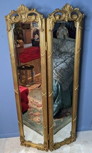 lot 67 image: Bi-Fold Free-Standing Mirror in Gold