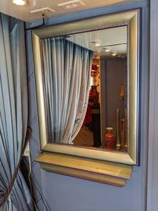 lot 60 image: Large GoldBlue Mirror with Matching Wall Shelf