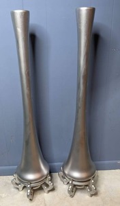 lot 65 image: Pair of Tall Silver Footed Vases