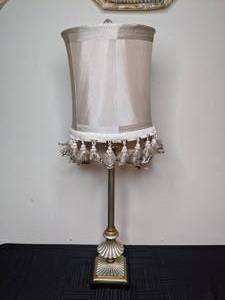 lot 282 image: Ornate Cylinder Shade Table Lamp with Tassels