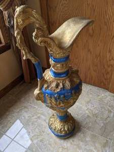 lot 211 image: Stunning Ornate VasePitcher, Blue and Gold