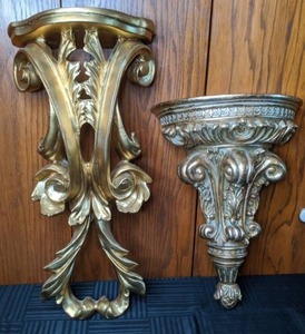 lot 118 image: Two Gold-Toned Accent Shelves