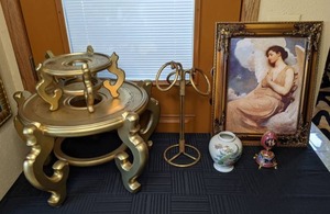 lot 236 image: Assortment of Home Decor Gold Planters, Hand Towel Holder, Clara and the Nutcracker Music Box, & More