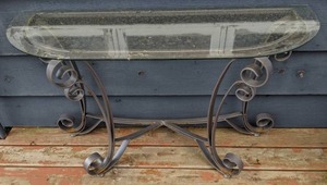 lot 173 image: Wonderful Wrought Iron and Glass Entry Table