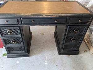 lot 184 image: 48-Inch Executive Desk with Drawers, Black
