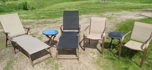 lot 179 image: Patio Furniture (2) Patio Chairs, (2) Lounge Chairs, & (2) Side Tables