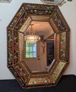 lot 44 image: Large Reverse Painted Gilt Gesso Ornate Wall Mirror
