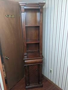 lot 185 image: Solid Wood Narrow Open Display Cabinet