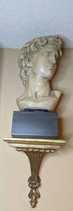 lot 48 image: Bust of Michaelangelo Displayed on Wonderful Floating Ornate Shelf