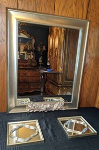 lot 155 image: Set of (3) Decorative Gold Mirrors