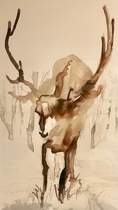 lot 43 image: Framed Deer Watercolor Print