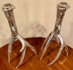 lot 56 image: Twos Company Antler Candle Holders