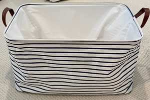 lot 89 image: Blue and White Striped Lined Baskets