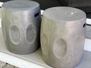 lot 126 image: Pair of Cement SideAccent Tables with Handles
