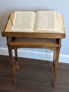 lot 30 image: Vintage Wood Book StandTable