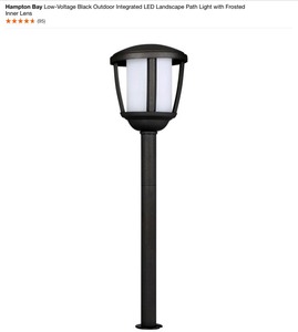 lot 11 image: (2) Hampton Bay Low-Voltage Black Outdoor Integrated LED Landscape Path Light with Frosted Inner Lens. See Pictures