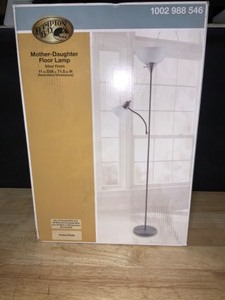 lot 14 image: Hampton Bay 71.5 in. Silver MotherDaughter Floor Lamp. See Pictures