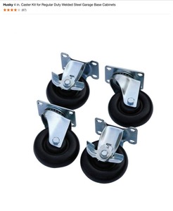 lot 47 image: (2) Husky 4 in. Caster Kit for Regular Duty Welded Steel Garage Base Cabinets. See Pictures