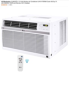 lot 50 image: LG Electronics 10,000 BTU 115-Volt Window Air Conditioner LW1017ERSM Cools 450 Sq. Ft. with ENERGY STAR and Remote, Wi-Fi Enabled. See Pictures