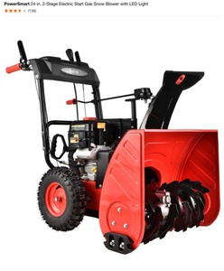 lot 54 image: PowerSmart 24 in. 2-Stage Electric Start Gas Snow Blower with LED Light. See Pictures