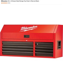 lot 56 image: Milwaukee 46 in. 8-Drawer Steel Storage Top Chest in Red and Black. See Pictures