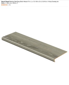 lot 58 image: Cap A Tread Sterling OakGray Birch Wood 47 in. L x 12-18 in. D x 2-316 in. H Vinyl Overlay for Stairs 1-18 in. to 1-34 in. T & Risers See Pictures